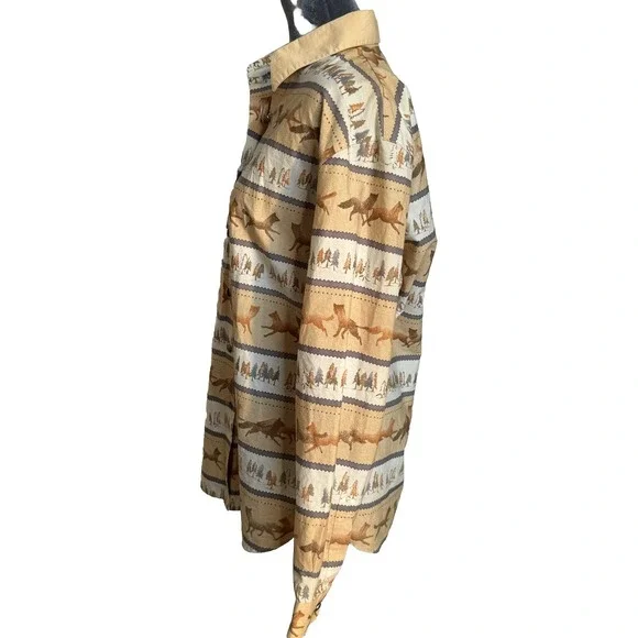 Wrangler Western Wear Cotton Long Sleeve Shirt‎ L Wolf Fox Cowgirl Horsegirl - Picture 5 of 16